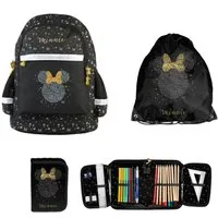 PASO Schulrucksack 3 TEILE SCHULSET: RUCKSACK, TURNBEUTEL, BEFÜLLTE FEDERMAPPE - MINNIE