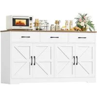 HOMECHO Sideboard, 150cm Breit Küchenschrank mit Arbeitsplatte 4 Türen 3 Schubladen