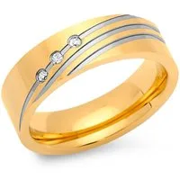 Unique Fingerring Unique Edelstahlring vergoldet 6mm Zirkonia R9195cz