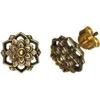 viva-adorno Paar Ohrstecker Damen Ohrringe Messing Ethno Vintage Antik Style Blumen Blüten