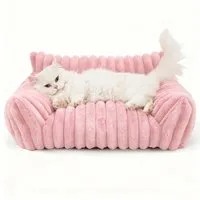 Ledander Tierbett Flauschiges Katzenbett Sofa, weiches Tierbett für Katzen, Milchbaumwollstoff, Waschbar, rutschfest und aus weichem Baumwollstoff für Komfort