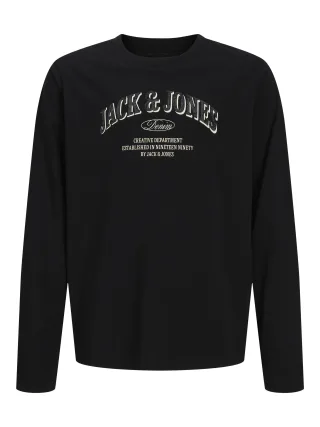 JACK&JONES - JJEDENVER LOGO TEE LS O-NECK SN JNR Black - Gr. - 152