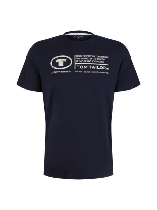 Tom Tailor - T-Shirt mit Logo Print sky captain blue - Gr. - XXL