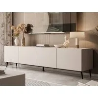 ALLHOUSE24 TV-Schrank LOGANTE Kaschmir matt TV Lowboard PUSH OPEN Metallbeine Breite 200 cm