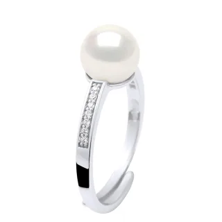 Ringschmuck - Echte Süßwasser-Zuchtperle, rund 7-8 mm