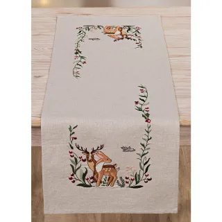 Stickläufer "Winterwald & Rehe"