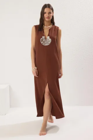 Gerades, figurbetontes Maxi-Strandkleid für Damen