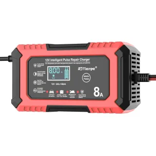 RJTianye 12V 8A 4ah-150ah Intelligent Pulse Repair Charger 110-230V AC Car Motorcycle Battery Charger LiFePO4 Charger Di