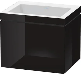 Duravit L-Cube c-bonded Set wandhängend Schwarz Hochglanz 600x480x500 mm - LC6916N4040 LC6916N4040
