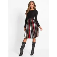 bonprix Strickkleid aus Polyacryl und Baumwolle, ausgestellte Passform, mit Karomuster