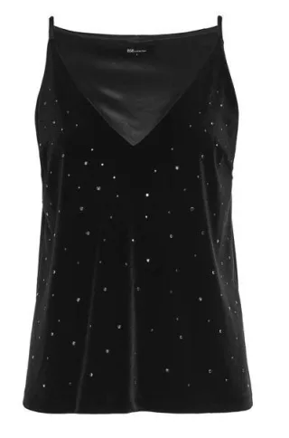 bsb - Samtbluse mit Strasssteinen schwarz - Gr. - L