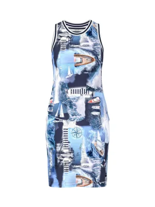 Marc Cain Sports - Kleid mit maritimem Print little boy blue - Gr. - 36