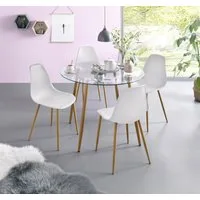 OTTO home Essgruppe Miller, (Set, 5-tlg), Glastisch mit 4 Stühlen (Kunststoffschale)