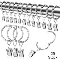 FELIXLEO Gardinenring Metall Vorhangringe Gardinenringe mit Clips Ringe, (25-St)