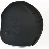 Alpha Speeds Motorradhelm ATELIER — Classic 3D Iron-Cross, Jet-Helm • Fiberglas • Matt Schwarz, nur ca. 800 g, inkl. herausnehmbare Wangenpolster, Slim & Smart Fit