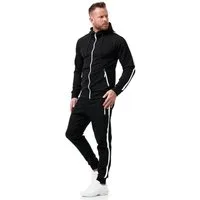 L.gonline Freizeitanzug Herren Jogginganzug Freizeitanzug Sportlich 3750 (Kapuzenjacke mit Reißverschluss, Hose, 2-tlg), mit Streifen
