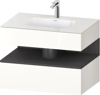 Duravit Qatego Einbauwaschtisch mit Konsolenwaschtischunterbau Graphit & Weiß Hochglanz & Matt 800x5 QA4785049220010