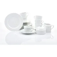 Retsch Arzberg Kaffeeservice HEIKE WEISS, Geschirr-Set 20-tlg., mit Milch & Zucker, Porzellan, rund (20-tlg), 6 Personen, Porzellan, Tassen & Teller plus Milch & Zucker, perfekt von früh bis nachmittags