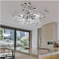 GLOBO LIGHTING Deckenleuchte, Leuchtmittel nicht inklusive, Design Blüten Decken Lampe Blätter Leuchte Beleuchtung Chrom Wohn-