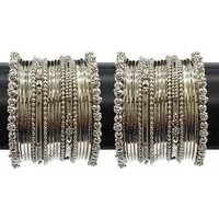 YouBella Armreif Set Traditional versilbert oxidiert Armreif Set Für Frauen & Mädchen (Inhalt der Box: Armreif Set x 1, Geeignet für alle Anlässe), Modischer Kunstschmuck, Langlebige Ausführung