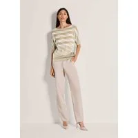 MADELEINE Strickpullover Baumwollpullover mit Streifenmuster Sommerpulli mit U-Boot-Ausschnitt, Rippenblenden und Halbarm