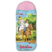BERONAGE Kinderschlafsack Bibi und Tina Freunde Blau/Rosa Kinder-Schlafsack, 140 cm + 30 cm (Kapuze) x 70 cm