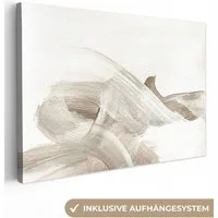 OneMillionCanvasses® Leinwandbild Abstrakt - Moderne Kunst - Beige, Fotodruck (1 St), Leinwand Bilder Klein, Wand Dekoration Aesthetic 30x20 cm