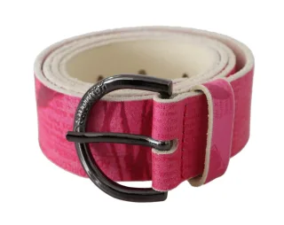 John Galliano Pink Leather Letter-Logo Design Rundschnallen-Gürtel
