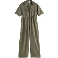 Next Jumpsuit Kurzärmeliger Utility-Jumpsuit mit weitem Bein (1-tlg)