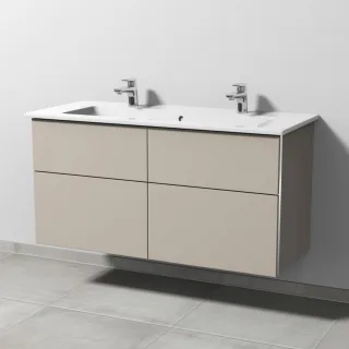 Sanipa 3way Keramik-Set Venticello Keramik-Doppelwaschtisch und Unterbau mit 4 Auszügen, Kaschmir-Ma BP3291U