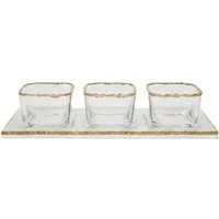 Schäfer Elektronik Schale 4er Glasschalen-Set mit Goldrand und Tablett, Glas, (4-tlg), mit Goldrand, 73 ml