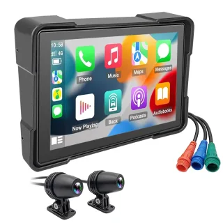5 Inch Motorcycle Touchscreen Wireless Carplay Player DVR Android Front Rear Dual Camera bluetooth IP66 Waterproof with