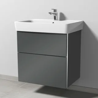 Sanipa 3way Waschtischunterbau zu Geberit Renova Plan Waschtisch mit 2 Auszügen, Anthrazit-Glanz BS87679