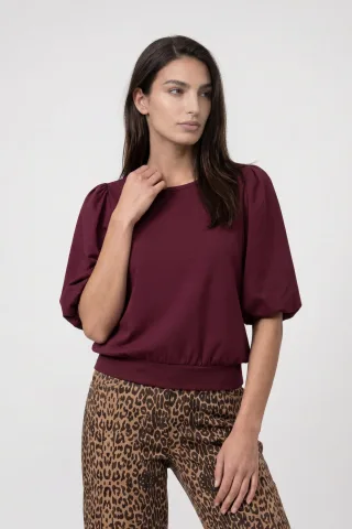 monari - Sweatshirt mit Puffärmeln dark bordeaux - Gr. - 46