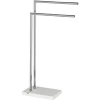 WENKO Handtuchständer Noble White, aus Edelstahl, 2 Handtuchstangen, schwere Bodenplatte