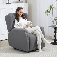HOMCOM Relaxsessel Fernsehsessel Liegesessel mit Liegefunktion und Fußstütze (TV-Sessel mit Taschenfederkern, 1-St., Ruhesessel), für Wohnzimmer, Schlafzimmer, Dunkelgrau