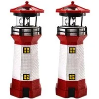 HAC24 LED Solarleuchte 2x Solar Leuchtturm Garten Deko Leuchtfeuer Gartendekoration, LED fest integriert, 28 cm