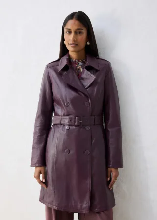 bonprix Leder-Trenchcoat aus Lammnappa, rot, Gr.50, stilvoller Leder-Trenchcoat, aus Nappaleder
