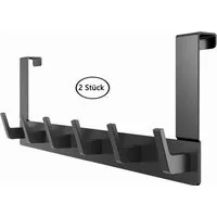 Refined Living Türhaken Türgarderobe zum Einhängen mit 6 Haken, ohne Bohren, Rostfrei, für Flur, Bad und Küche, Tür, Schlafzimmer, (Hakenleiste Bad, Türgarderobe, Ohne Bohren Türhaken, Platzsparende Türhaken, Türhaken zum Einhängen, 2-St., Arbeitszim