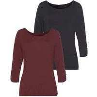 Vivance 3/4-Arm-Shirt mit Manschetten und goldfarbenen Knöpfen (2er-Pack) aus luftigem Viskose-Stretch