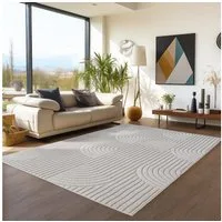 Teppium Teppich Skandinavischer Boho-Teppich mit Schlingenmuster, Rechteckig, Höhe: 20 mm, Kurzflor Schlingen Teppich Creme Boucle-Loop Wohnzimmer Teppich