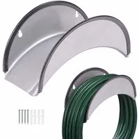 relaxdays Schlauchhalterung Schlauchhalter mit Kantenschutz 2er Set, (silber)
