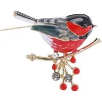 Dark-Desires Brosche Nostalgische Brosche Vogel auf Beerenstrauch, Damen Brosche vintage Accesssoire retro Anstecknadel
