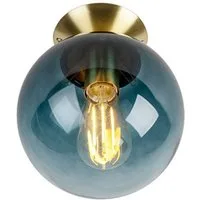 Qazqa Deckenleuchte Pallon, ohne Leuchtmittel, Warmweiß, QAZQA Deckenleuchte, e27, Blau, Glas, Art Deco