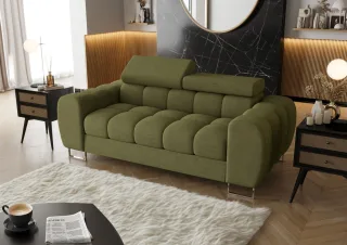 Sofa Designersofa BASTIEN 2-Sitzer in Stoff Moly Olivgrün