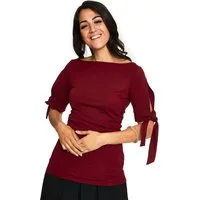 Voodoo Vixen Shirttop Benny Burgundy Cowl Neck Vintage Classic Oberteil V-Hals