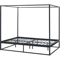 en.casa Himmelbett, »Kristianstad« mit Lattenrost Metall Schwarz 140 x 200 cm