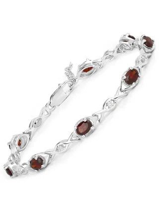 Vira Jewels Armband 925-Sterling Silber rhodiniert Glänzend Granat bordeaux