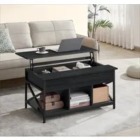 VASAGLE Couchtisch höhenverstellbar, Wohnzimmertisch, sofatisch (inkl. Zubehörpaket & Anleitung) aufklappbar), holz, versteckter Stauraum, 60 x 100/120 x (48-62) cm