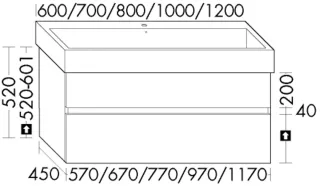 Burgbad WTU Sys30 PG2 Echo 520x1170x450 Nussbaum Dekor Samt, WYFM117F6323 WYFM117F6323